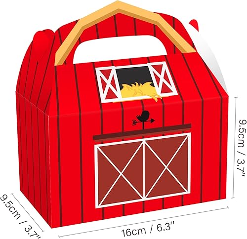 Miniatura 9 de Paquete de 12 cajas de regalo de fiesta de animales de granja, caja de regalo de fiesta temática de animales, cajas de cartón con asa para baby