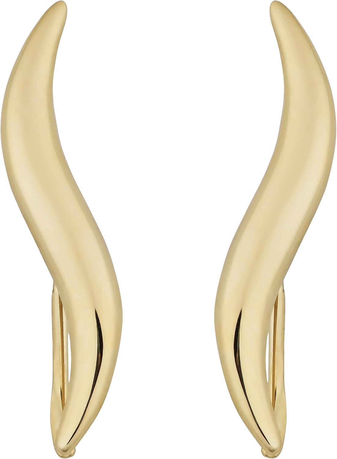 Kooljewelry 10k Yellow Gold High Polish Wave Climber Earrings