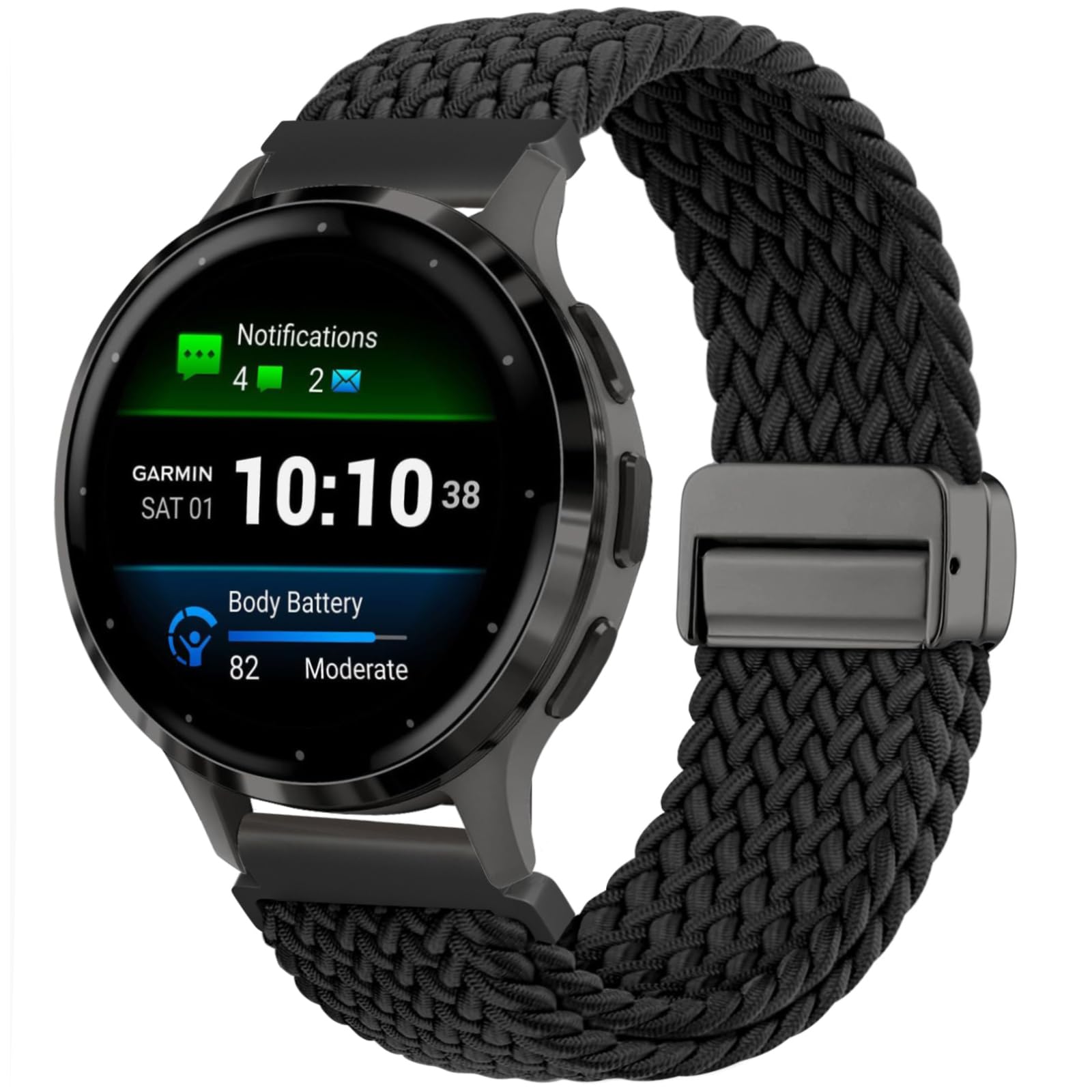 18mm Magnetic Braided Nylon Watch Band Compatible with Garmin Venu 3s/ Vivoactive 4s/ Venu 2s/ Vivomove 3s /Forerunner 255S /Forerunner 265S, Elastic Soft Sport Stretchy Strap for Women Men-image-47