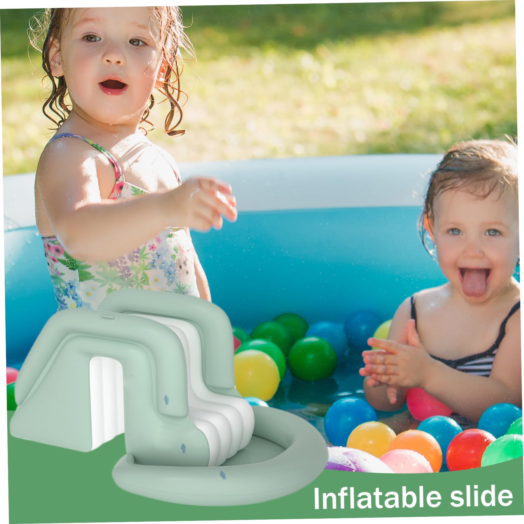 Glissement de Piscine Gonflable, Toboggan Gonflable en PVC étanche, Eau d'eau avec poignée, Piscine foldfable Non Glissement pour Les Enfants, Jouets