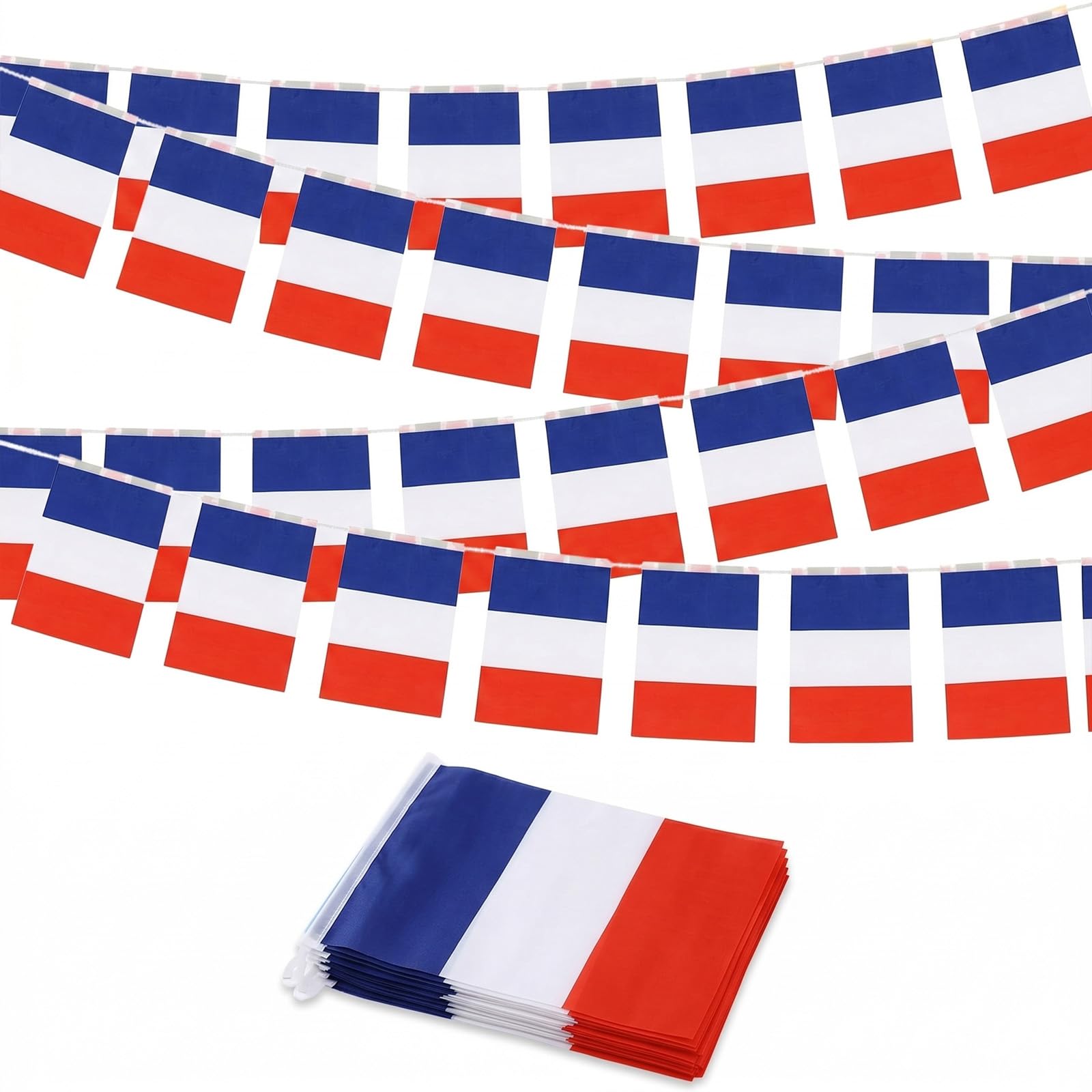 YESAH 30 Pack France Flag Bunting, 10M Polyester French Decorations Set — image 1