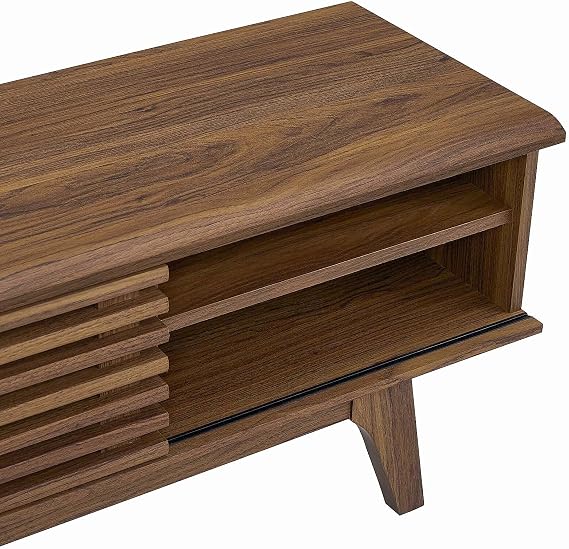 Modway Render 70 Mid-Century Modern Low Profile Media Console Entertainment TV Stand in Walnut Walnut