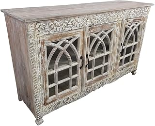 Sideboard mit Türen groß - Kommode Anrichte Wohnzimmer - Schrank Holz Vintage Shabby Chic - Sideboard Massivholz - Maße ca. 150/45 / 90 cm
