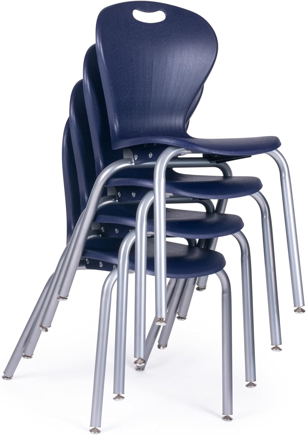 School Student Stack Chair - Ergonomic Molded Seat Shell with Robust Riveted Frame - for Classrooms in Home Learning of Office - Pack of 4 Chairs Blue