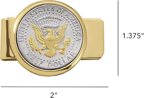 Miniatura 4 de Clip de dinero para monedas sello presidencial JFK medio dólar en capas selectivamente en oro puro de 24 quilates clip de dinero de latón sostiene