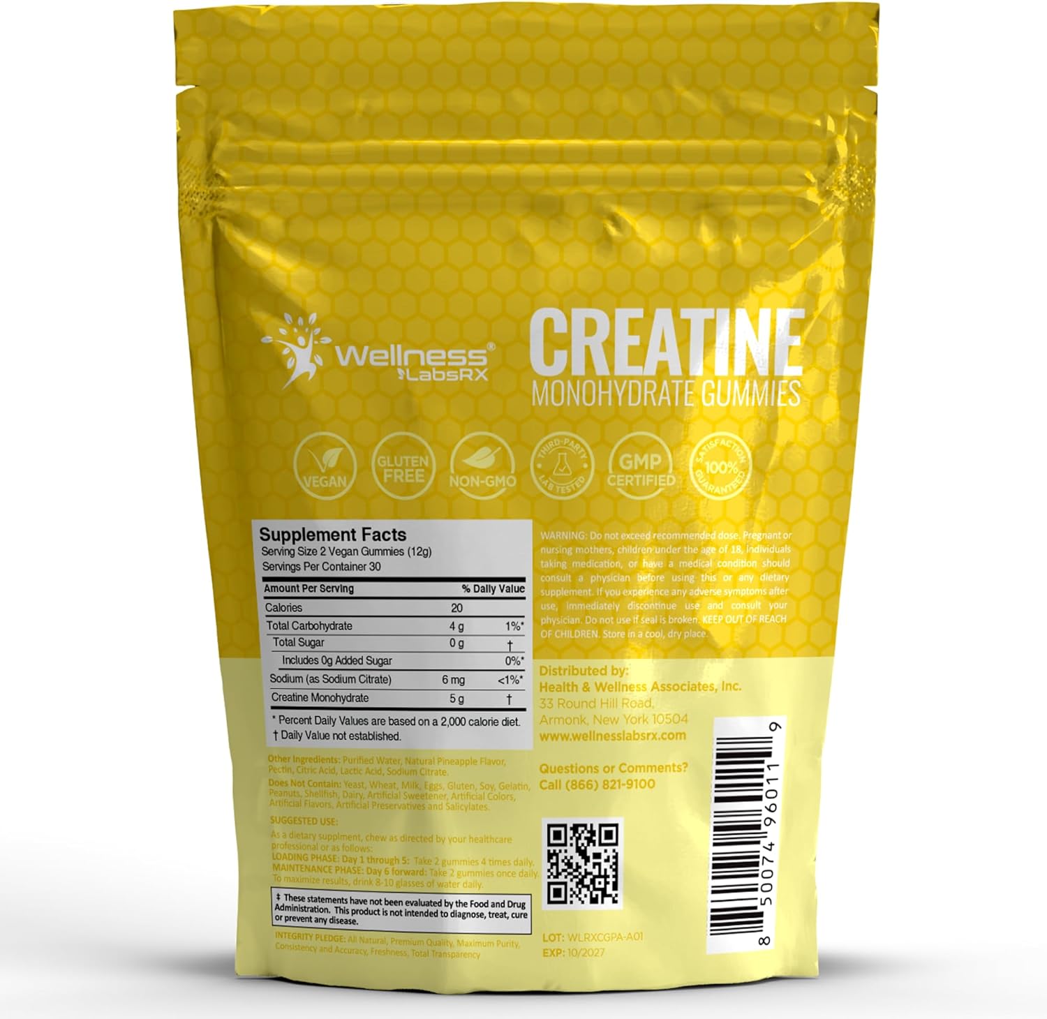 Creatine Gummies 5000mg, 30 Servings Creatine Monohydrate Gummies - Third-Party Tested Creatine for Women, Pineapple Flavor Creatine for Men, Muscle Growth, Strength, and Recovery - Pack of 1