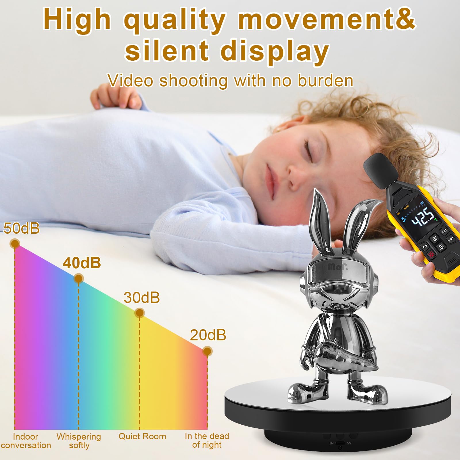 Piattaforma Girevole Elettrica 360°,Piattaforma Rotante Automatica USB per Gioielli,Orologi,Prodotti Digitali,Velocità Regolabile Espositore Girevole Elettrico con 2 Pannelli di Sfondo (Nero)