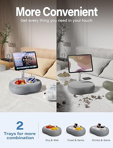 Miniatura 5 de Soporte de almohada para tablet Kindle con 2 bandejas para teléfono de 4 a 13 pulgadas, soporte para teléfono  tabletaKindle iPad soporte para cama