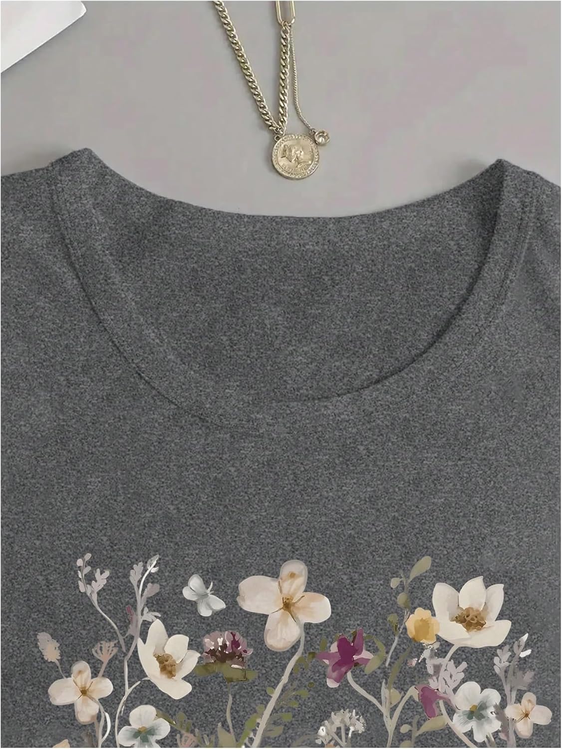 SHENHE Women's Long Sleeve Floral Graphic Tee Crew Neck Vintage Boho Wild Flower Fall Shirt Top - Image 3