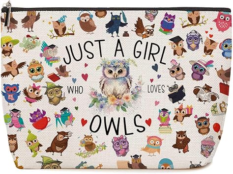 Lovdazzles Funny Owl Makeup Bag for Women Animal Travel Cosmetic Bag | Animal Lover Gifts, Christmas Graduation Birthday Gifts for Female, Teen Girls, Owl Lovers, Sister, Friend, Daughter