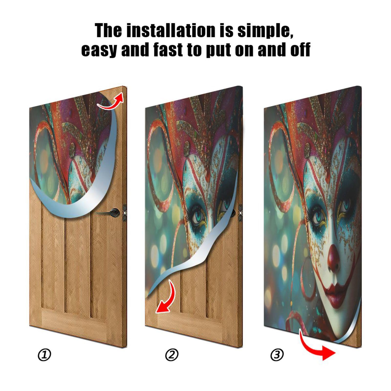 FLildon Mardi Gras Carnival Door Cover Decoration, Party Accessory Porch Decor for Festive Ornament Room Door Covers 32 x 79 Inch