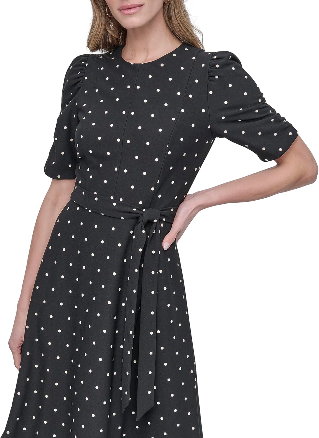 DKNY Womens Jewel Neck Scuba Crepe Dress - Image 2