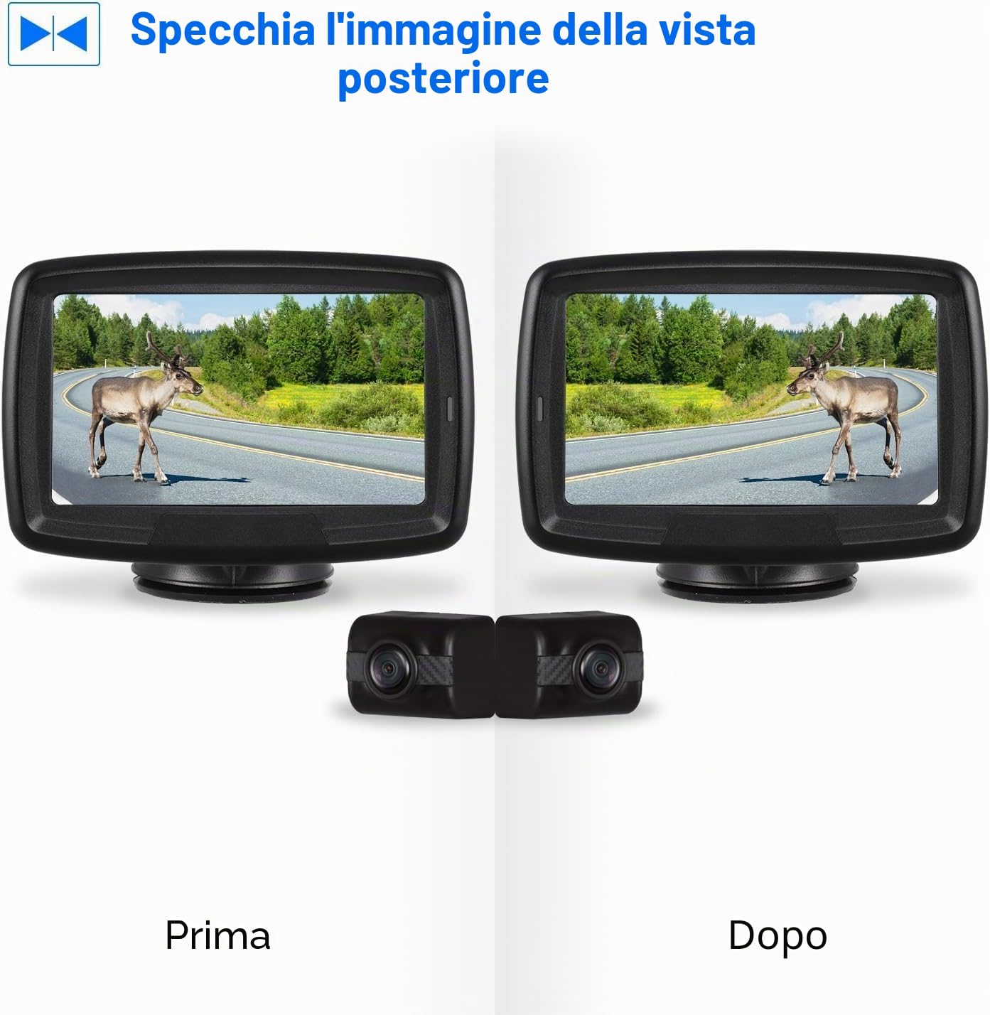 Auto-VOX TD-2 Telecamera Retromarcia Wireless per Auto Monitor LCD da 4,3 '' Telecamera Posteriore Impermeabile IP68 Segnale Stabile Visione Notturna