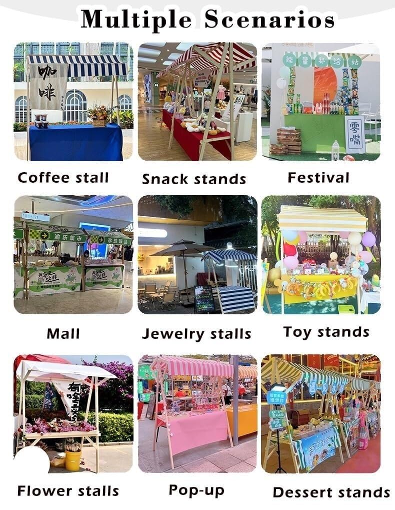 Carrello portatile per alimenti con ruote bloccabili Tenda a baldacchino per eventi all'aperto Venditore di cibo da strada Stand alimentare mobile Bancarella di mercato Attrezzature per catering