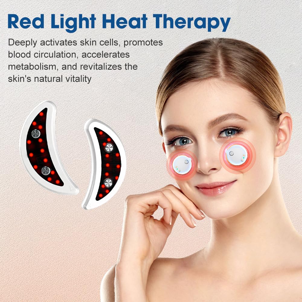 Under Eye Red Light Therapy Eye Pods,Red Light Therapy for Eyes,Microcurrent Eye Massager for Eye Bags Remover, Dark Circles and Wrinkles (A)