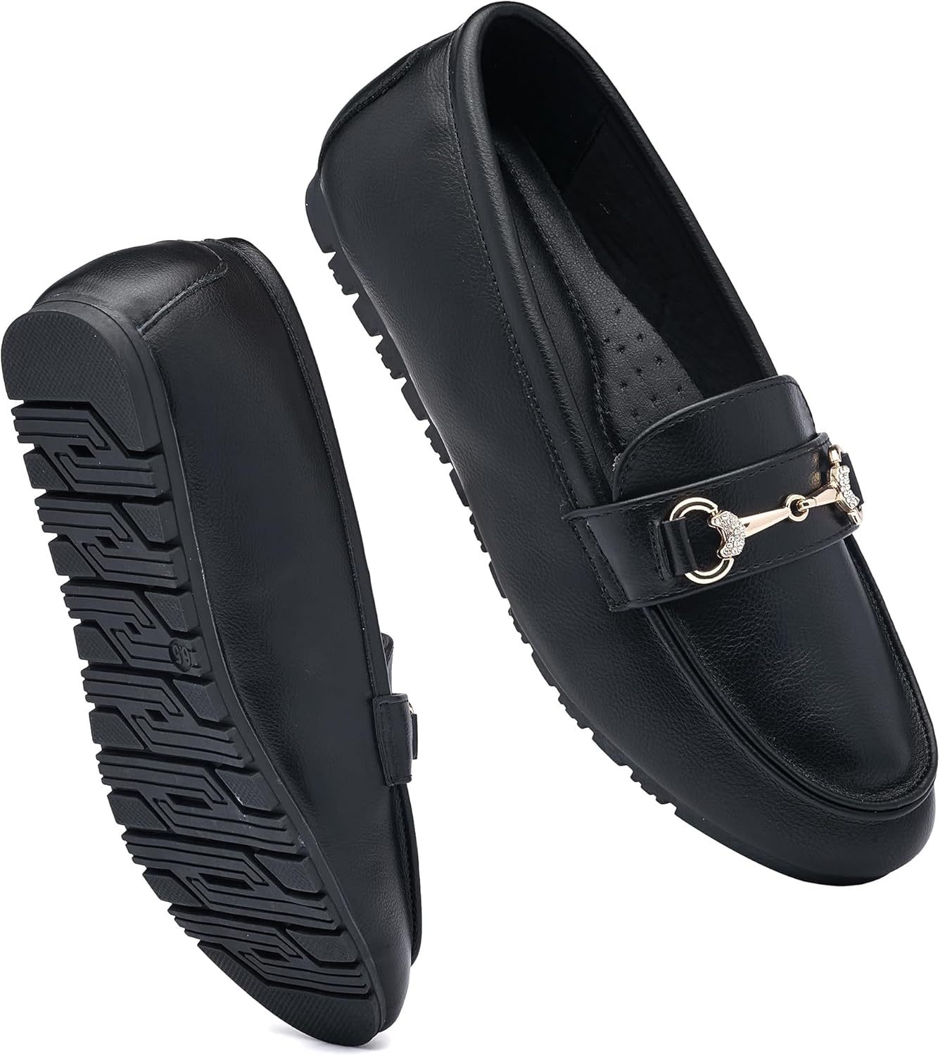 Women's Wide Loafers Casual Slip on Flat Shoes Women's Comfort Penny Loafers with Arch Support Women Dressy Moccasins