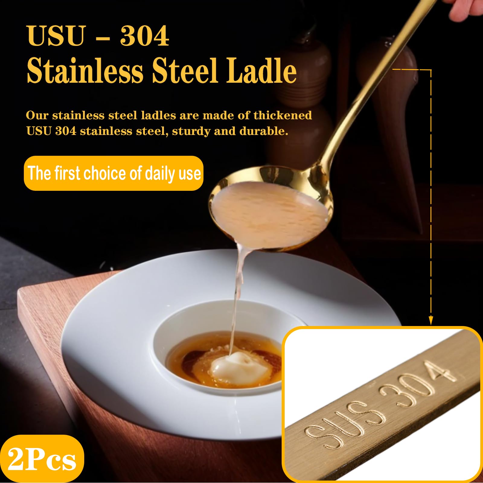 Gold Soup Ladle - Stainless Steel Serving Utensil -3