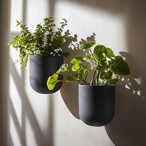Miniatura 3 de LA JOLIE MUSE Macetas colgantes de pared para plantas de interior, macetas colgantes para plantas de aire suculentas, juego de 2, 6 pulgadas, gris