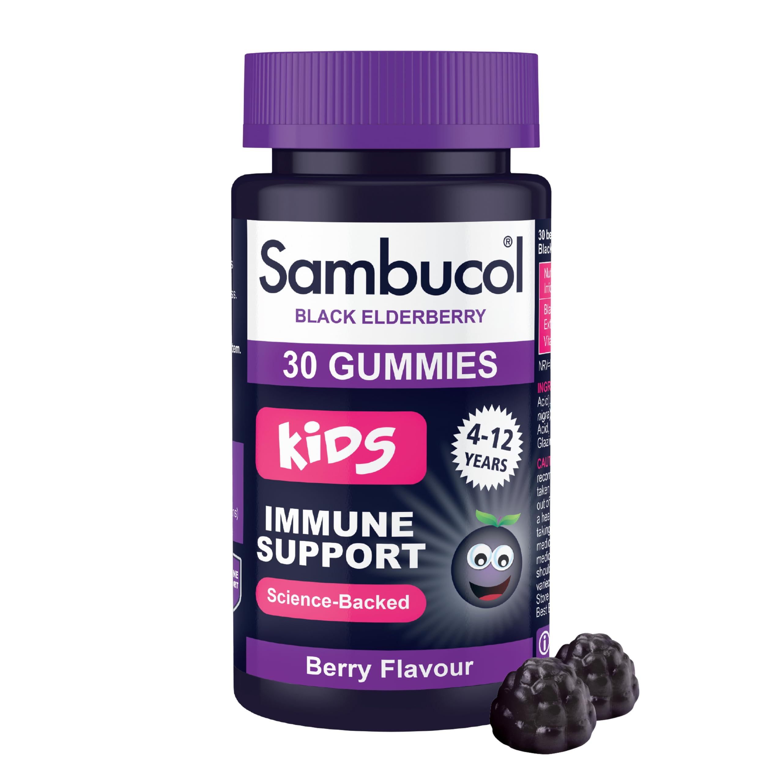 SAMBUCOL KIDS GUMMIES 30'S, 30 Count (Pack of 1) 30 count 1), White