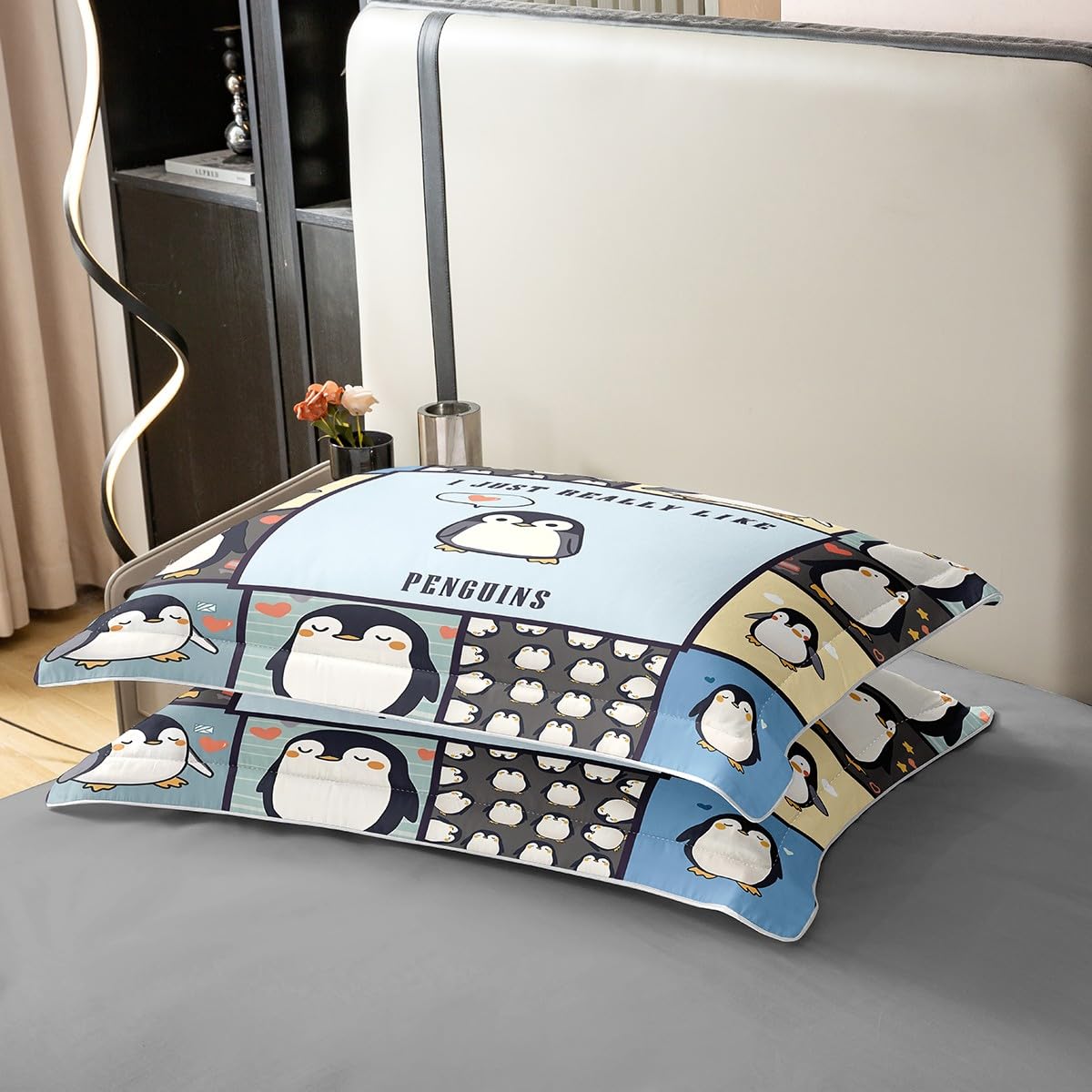 Homewish Penguin King Zestawy Poszwa Na Kołdrę Miłośnicy Pingwina Pościel Urocza Kreskówka Patch Pingwiny Poszewka Na Kołdrę Kawaii Urodziny Boże Narodzenie Zestaw Łóżek