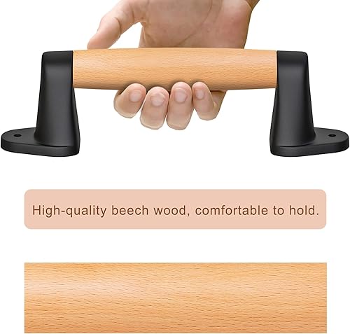 Miniatura 3 de SELEWARE Manija de madera para puerta de granero de 9 pulgadas, manija de madera para puerta de cerca, puerta de granero, cobertizos de puerta