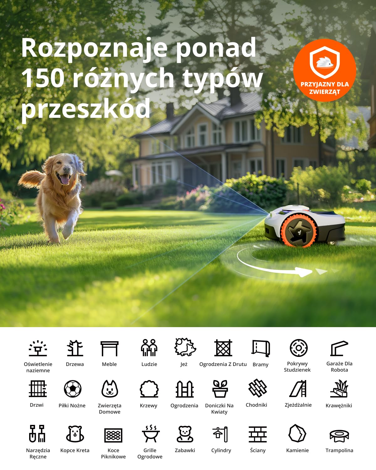 Navimow i105E robot koszący bez kabla ograniczającego, zalecany 500 m², maks. 600 m², kosiarka RTK + Vision zwycięzca testów, ochrona przed jeżami, robot trawnikowy, sztuczna inteligencja