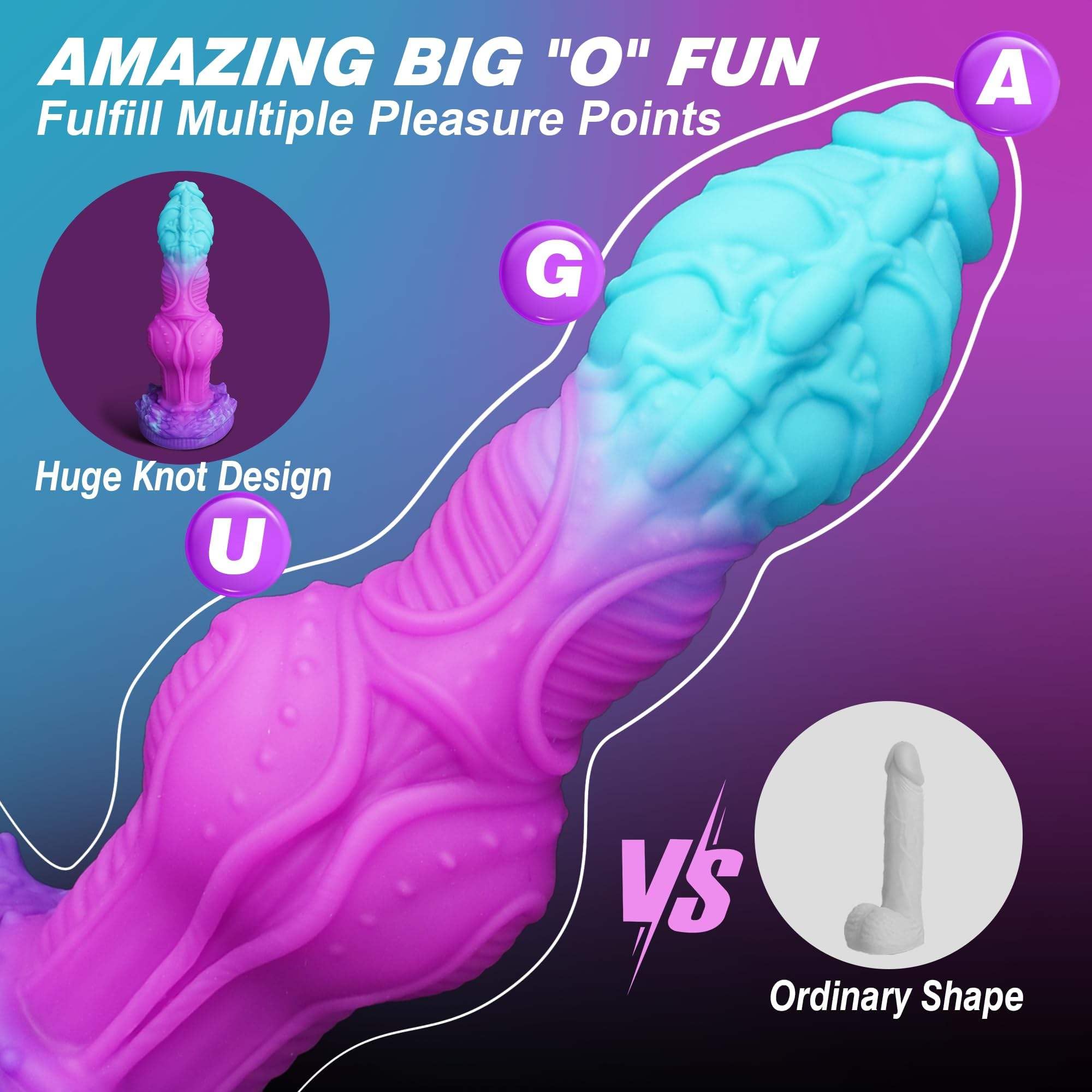 10" Monster Dildo Fantasy Horse Dildos with 2 Knots Huge Long Anal Plug with Strong Suction Cup Silicone Dragon Dong Dog Big Knot Dildo for Women Sex Anal Toys for Men Gay Adult Toys for Women Men: 9.2"