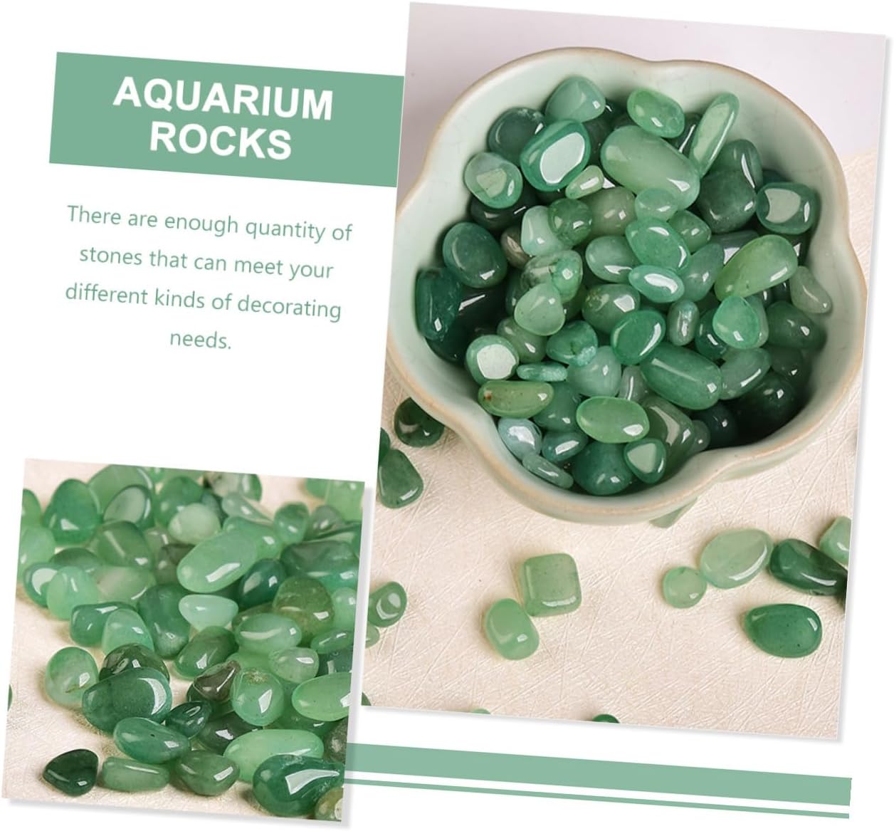 ARTIBETTER Aventurine Natural Decorative Aquarium Stones 7-9mm Bulk Terrarium Rocks Fish Tank Gravel Supplies for Landscaping and Aquatic Pets