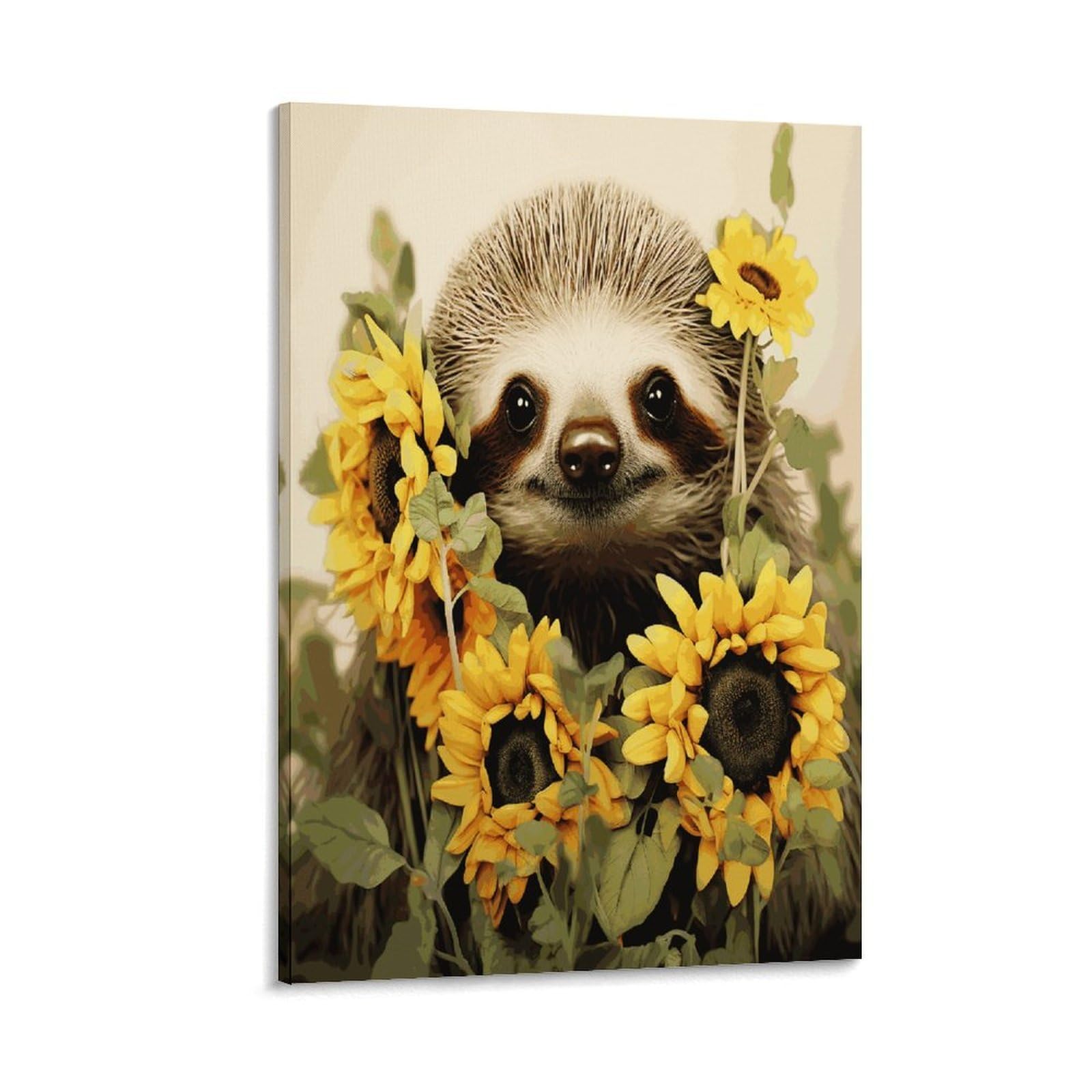 LDGSUPH Sloth Sunflower Canvas Wall Art Prints Hangable Decor Painting for Wall Prints Painting Artwork Modern Decorative Artwork Ready to Hang Wall Pictures for Home Decor 24x36inch(60x90cm)