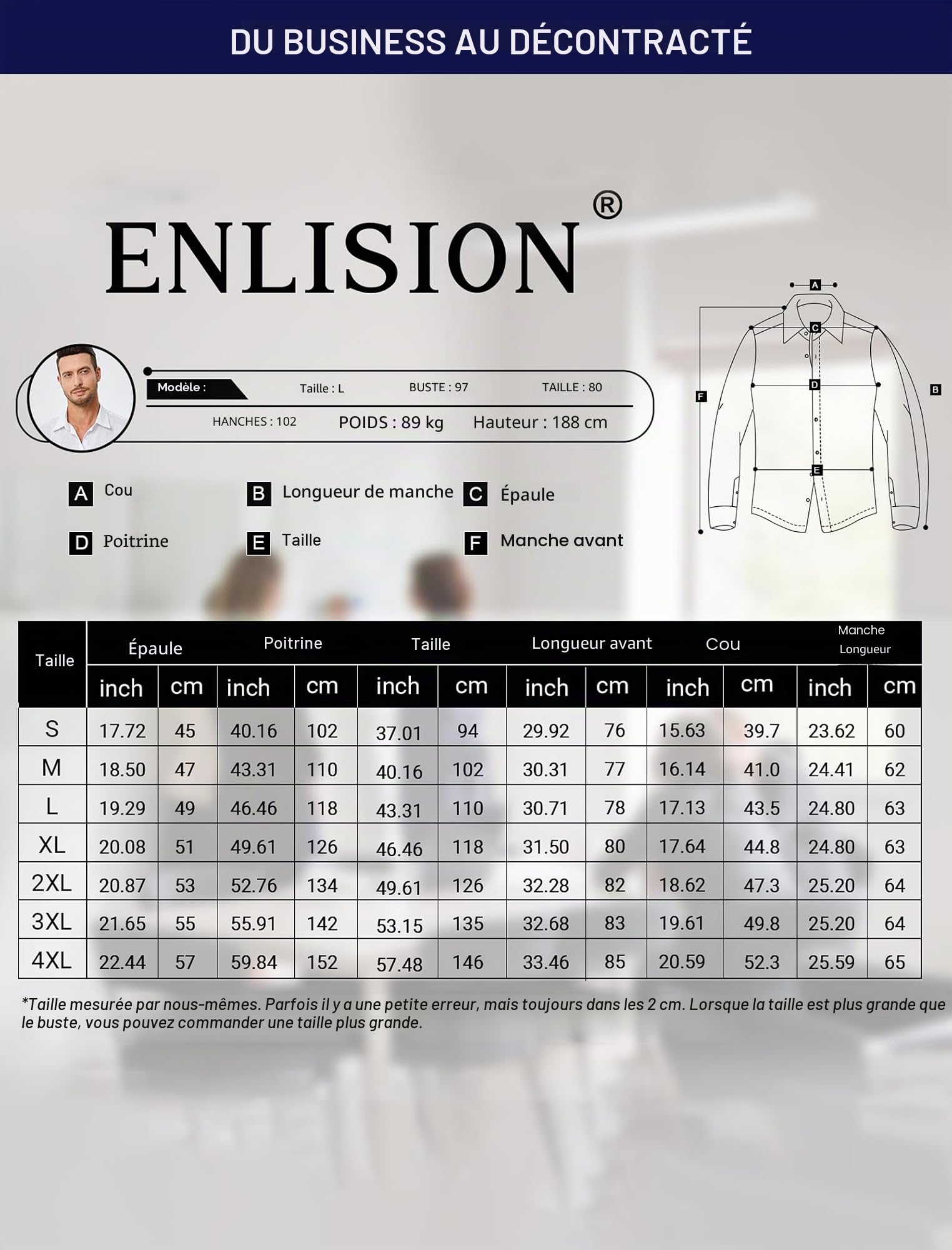 Enlision Chemise habillée à Manches Longues pour Homme Extensible sans Repassage avec Boutons sans Plis Coupe Classique pour Affaires Formelles avec Poche
