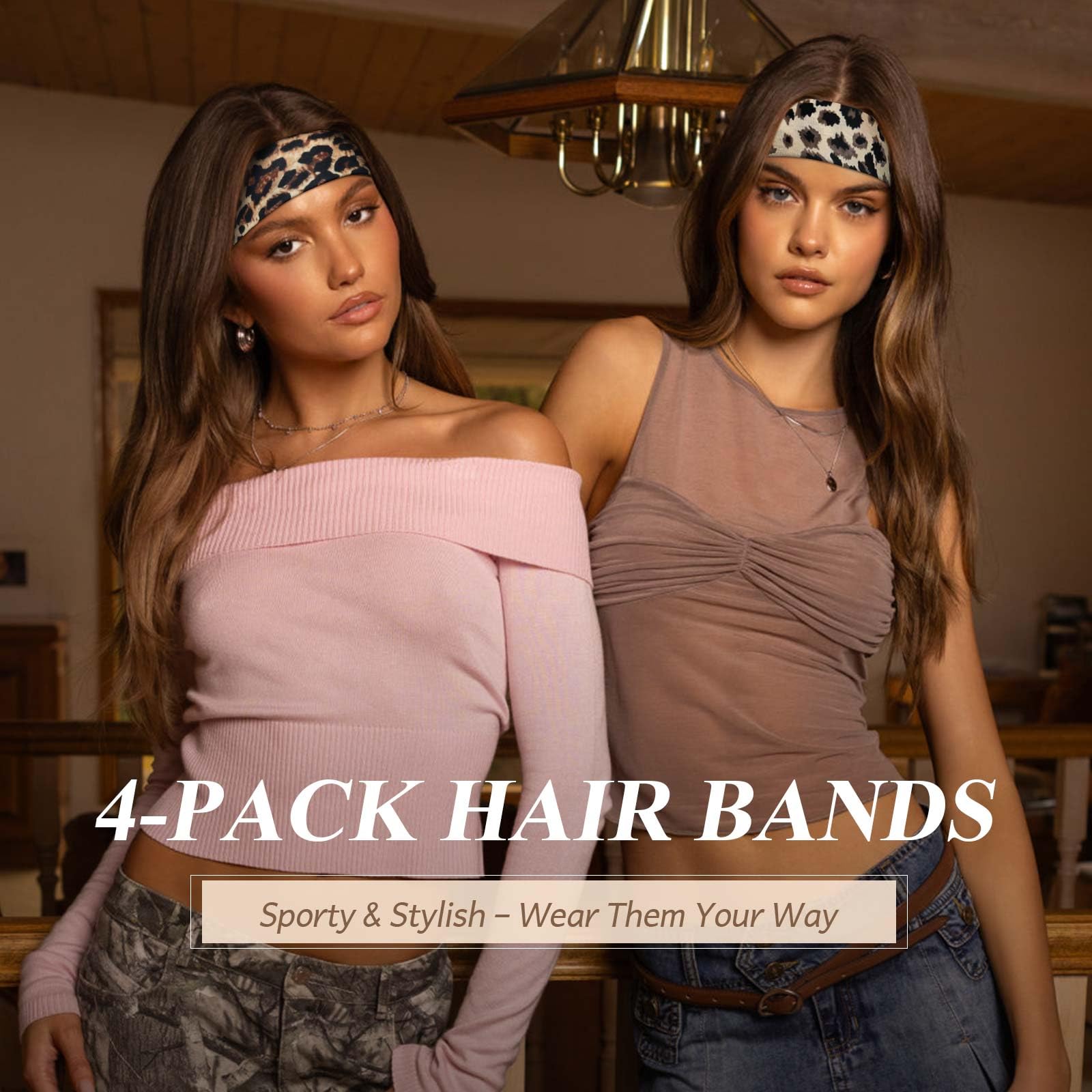 Cinta Pelo Deporte, Diademas Mujer & Hombre Antideslizante Sport Headband Elástica Deportivas Cinta para el Pelo Yoga