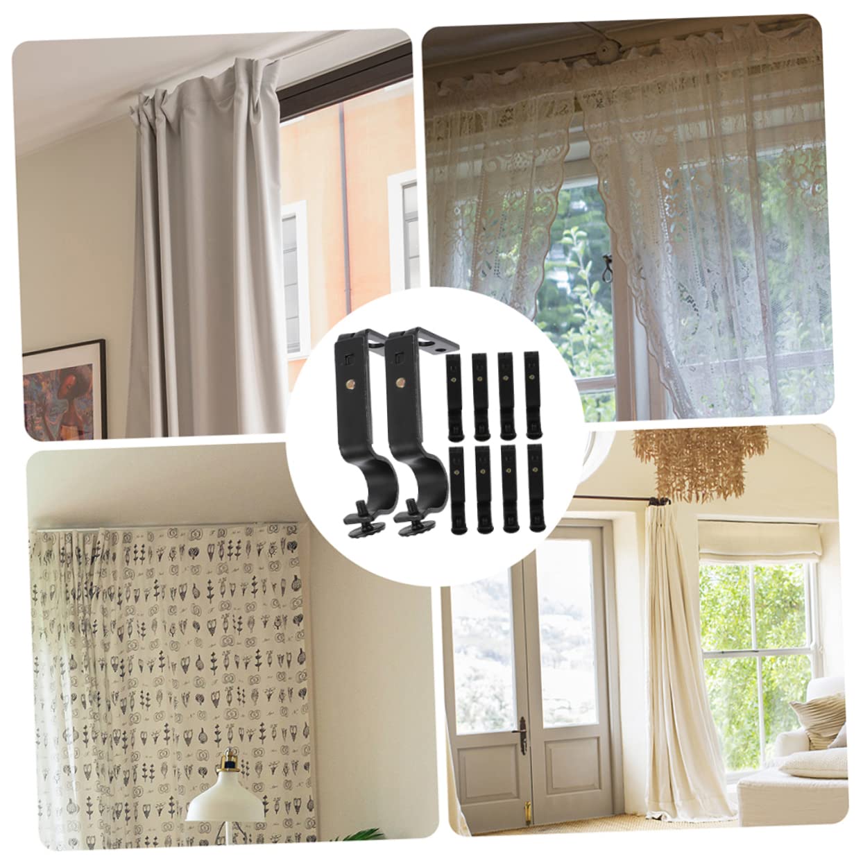 BESTYASH 10pièces Supports de Tringle à Rideaux Lot de Compatibles avec Fenêtres et Portes pour Rideaux Épais et Barres à Vêtements Design Épuré et Facile à Installer