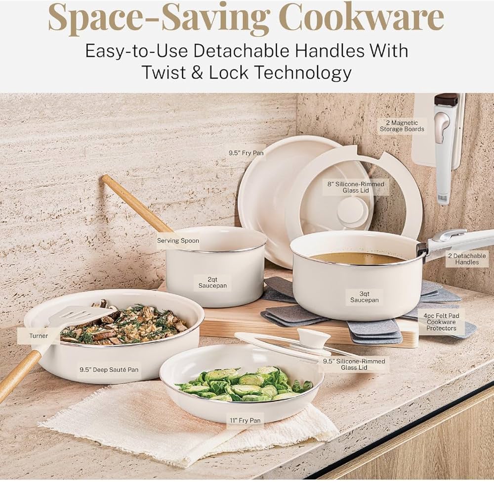 Gotham Steel 18 Pc Removeable Handle Pots and Pan Set Non Stick