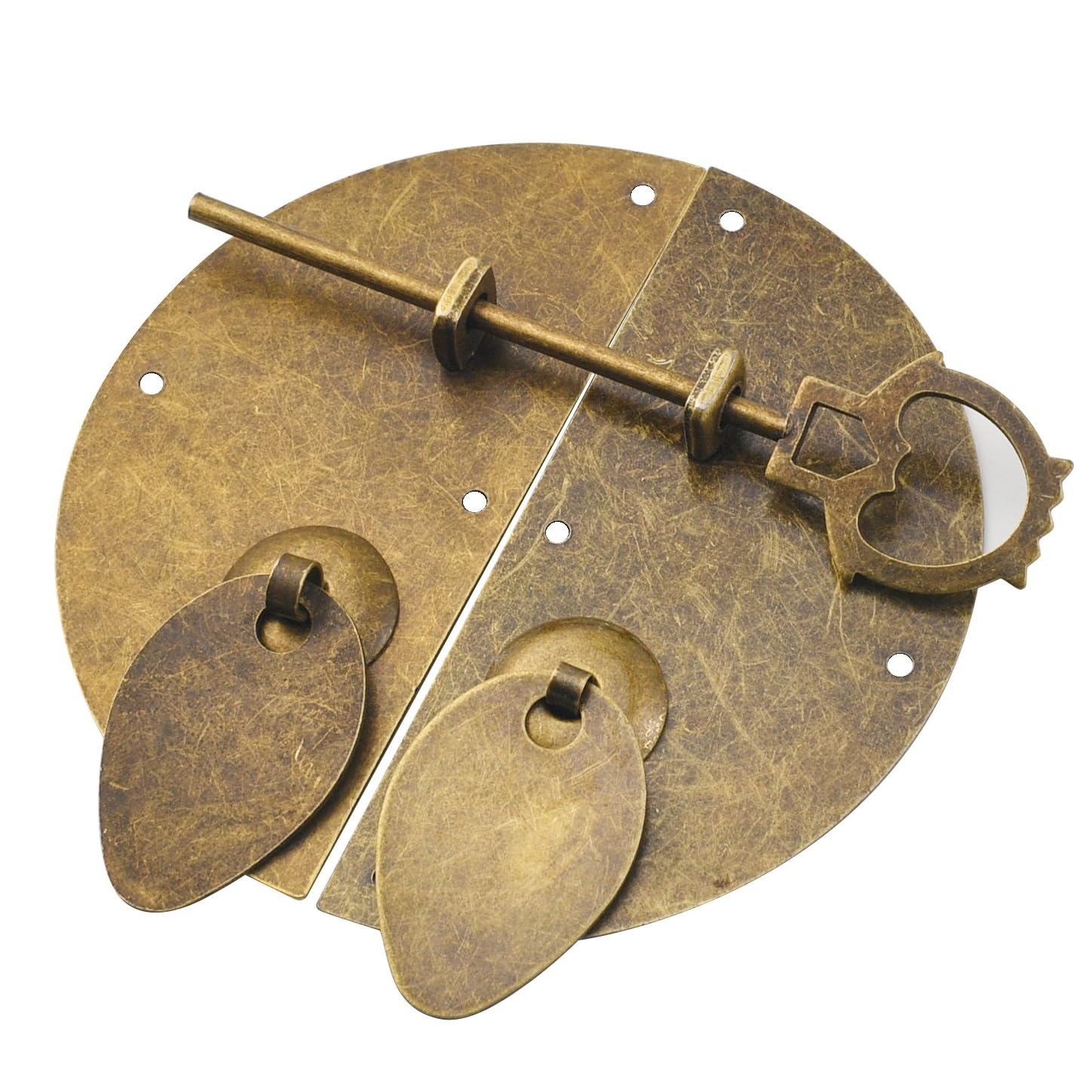 Loquet à double porte rétro 10cm avec serrure de boîte en métal et clés de meuble