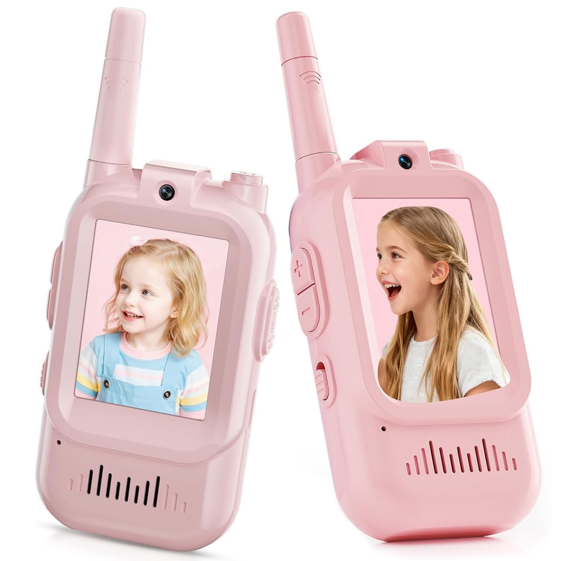 YIHANGG Talkie-walkie pour Enfants avec Vidéo, Lot de 2 Jouets Rechargeables pour Tout-Petits avec Caméra HD et Changeur de Voix,Jouets Cadeaux Longue Portée pour Garçons et Filles de 3 à 8 Ans(Pink)
