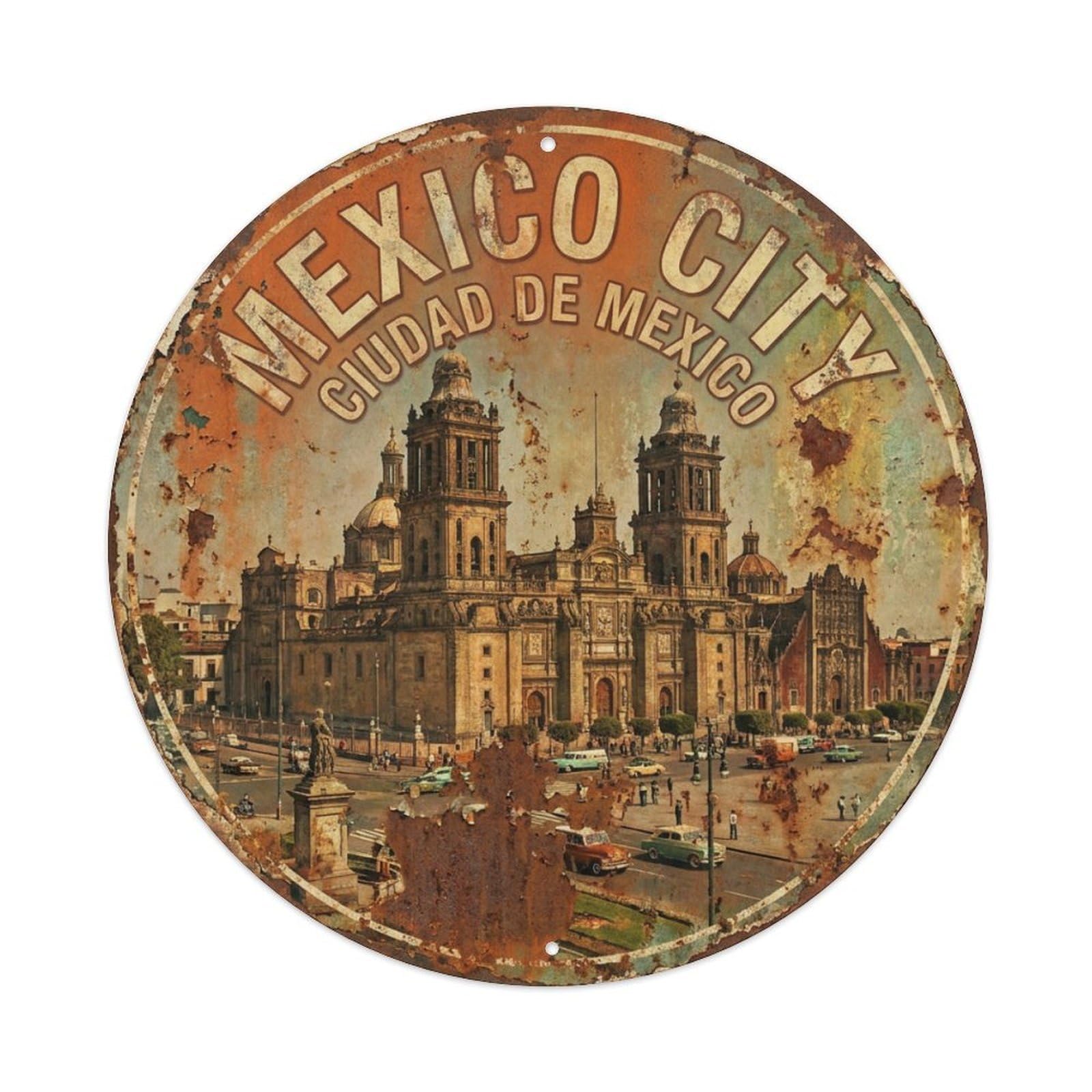 Tgrcjimh Style Metal Tin Sign Vintage Travel Mexico City