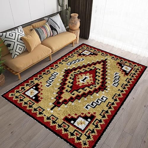 Latch Hook Kits Rug Making Crafts with Colorful Pattern Printed, Large Latch Hook Rug Kit Tapestry Rug Making Kits DIY Crafts Unfinished Handmade Crochet Yarn for Adults Beginner 55 x 75 cm