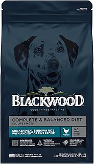 Blackwood Complete & Balanced Diet Dry Dog Food, Chicken Meal & Brown Rice with Ancient Grains, 24 Pound Bag, Slow Cooked with Vitamins & Minerals