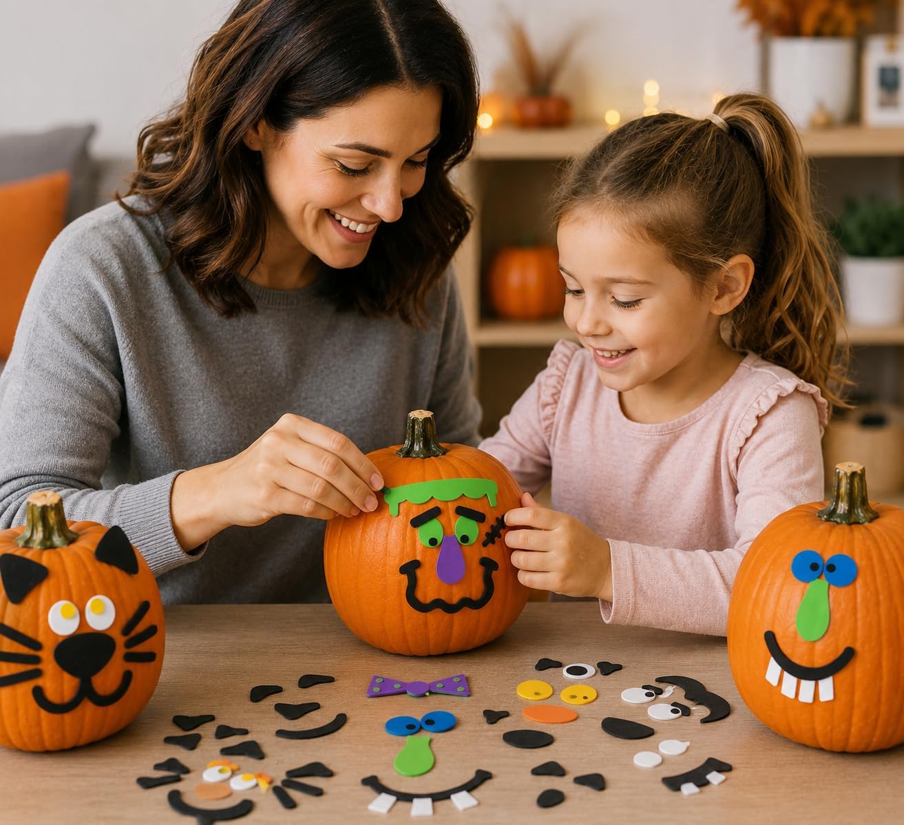 Fun Express Bulk 12pc Foam Pumpkin Decorating Craft Kit, Kids Novelty Toys image 3