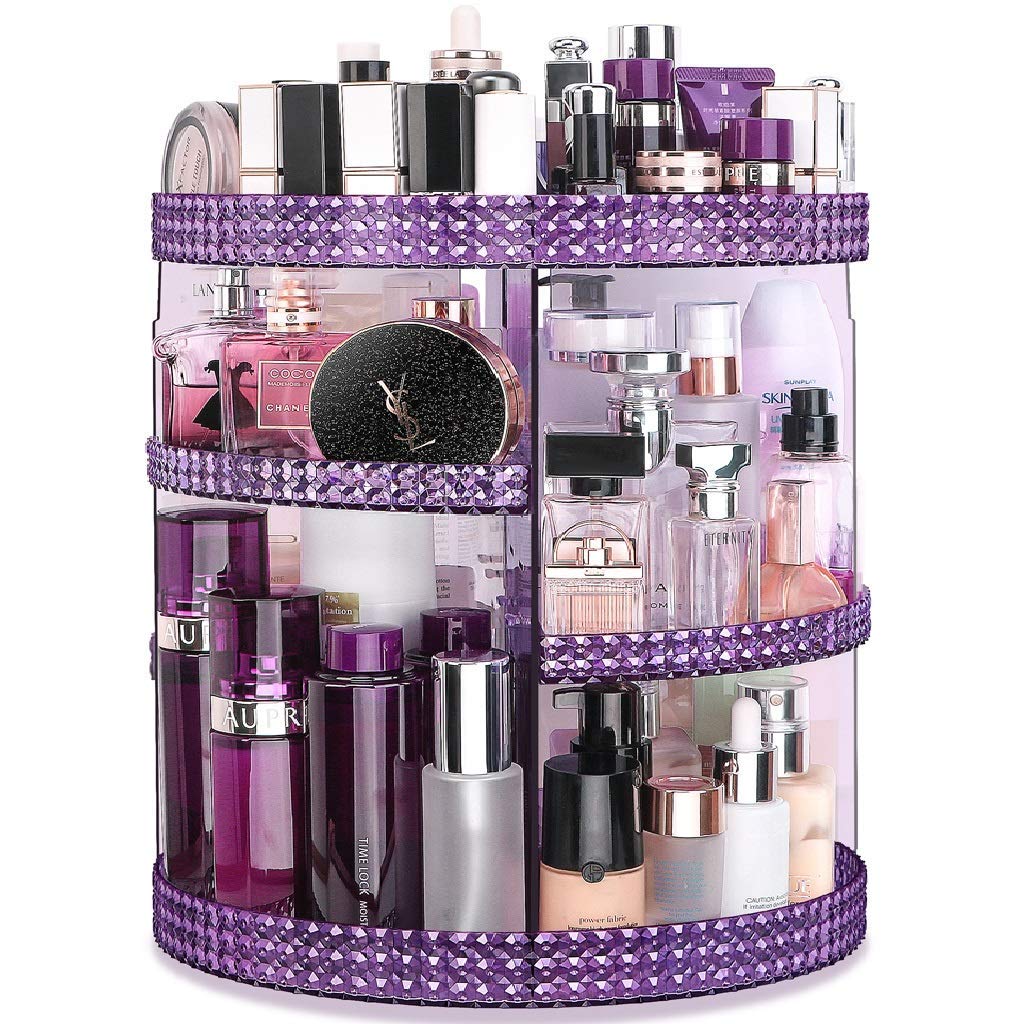 Awenia 360° Rotating Makeup Organizer, 7 Layers, Purple