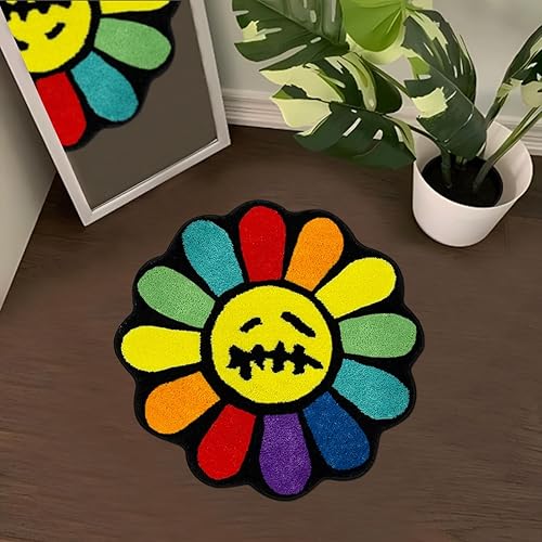 Miniatura 18 de Trippy Alfombra de Cara Feliz Alfombras Geniales Tufted de Secado Rápido Tapetes de Baño para Baño Antideslizantes Tapete de Baño Absorbente de Agua