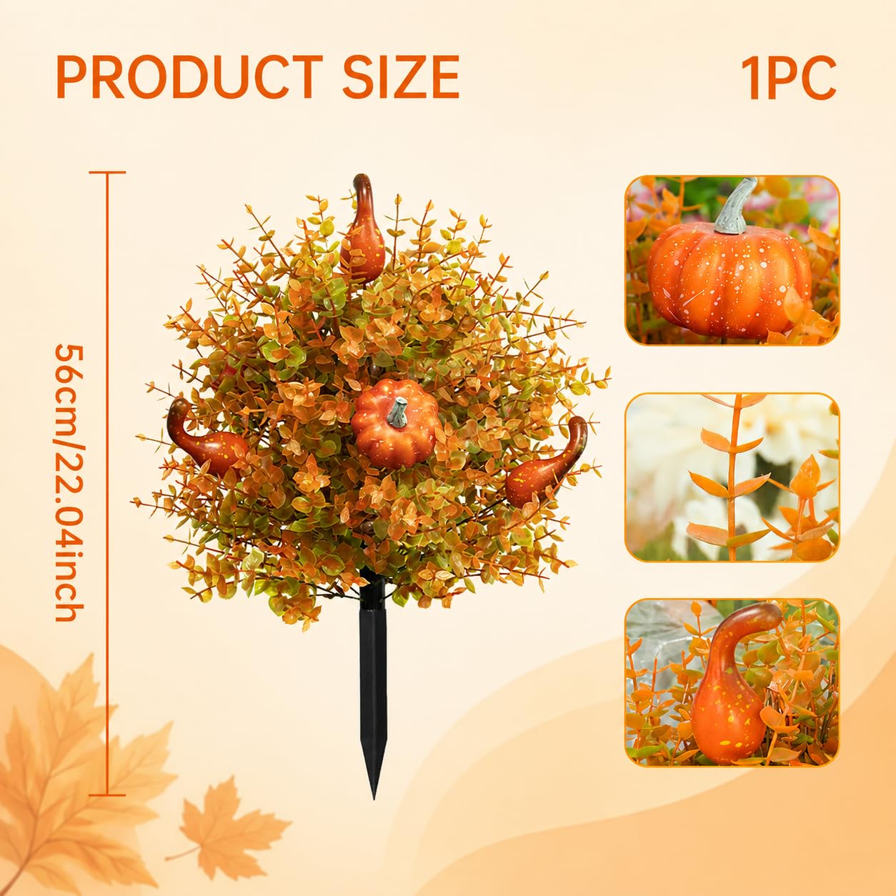 Alberi topiaria di zucca autunnale da 56 cm con paletti, albero topiaria