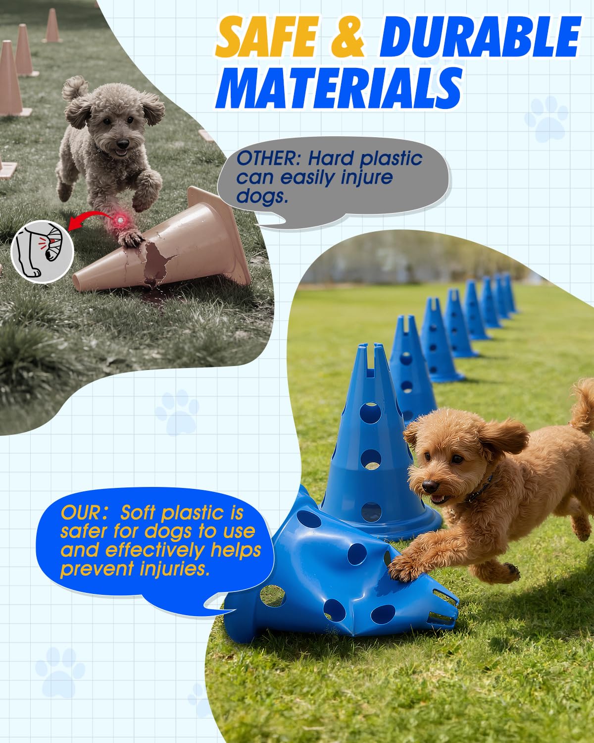 Dog Agility Hurdle Cone Set, Dog Agility Course Backyard Set with Height Adjustable Crossbar for Rehabilitation & Beginners, Dog Agility Equipment for Dog Obstacle Course Training Starter - 12 Inch - image 6