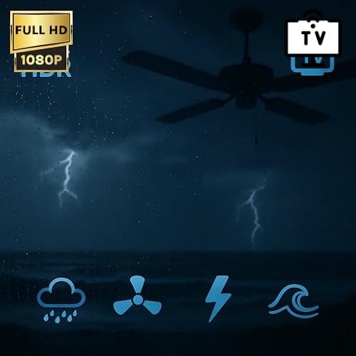 Sleep Sounds Rain Fan Thunder Ocean 4K – Fire TV Screensaver