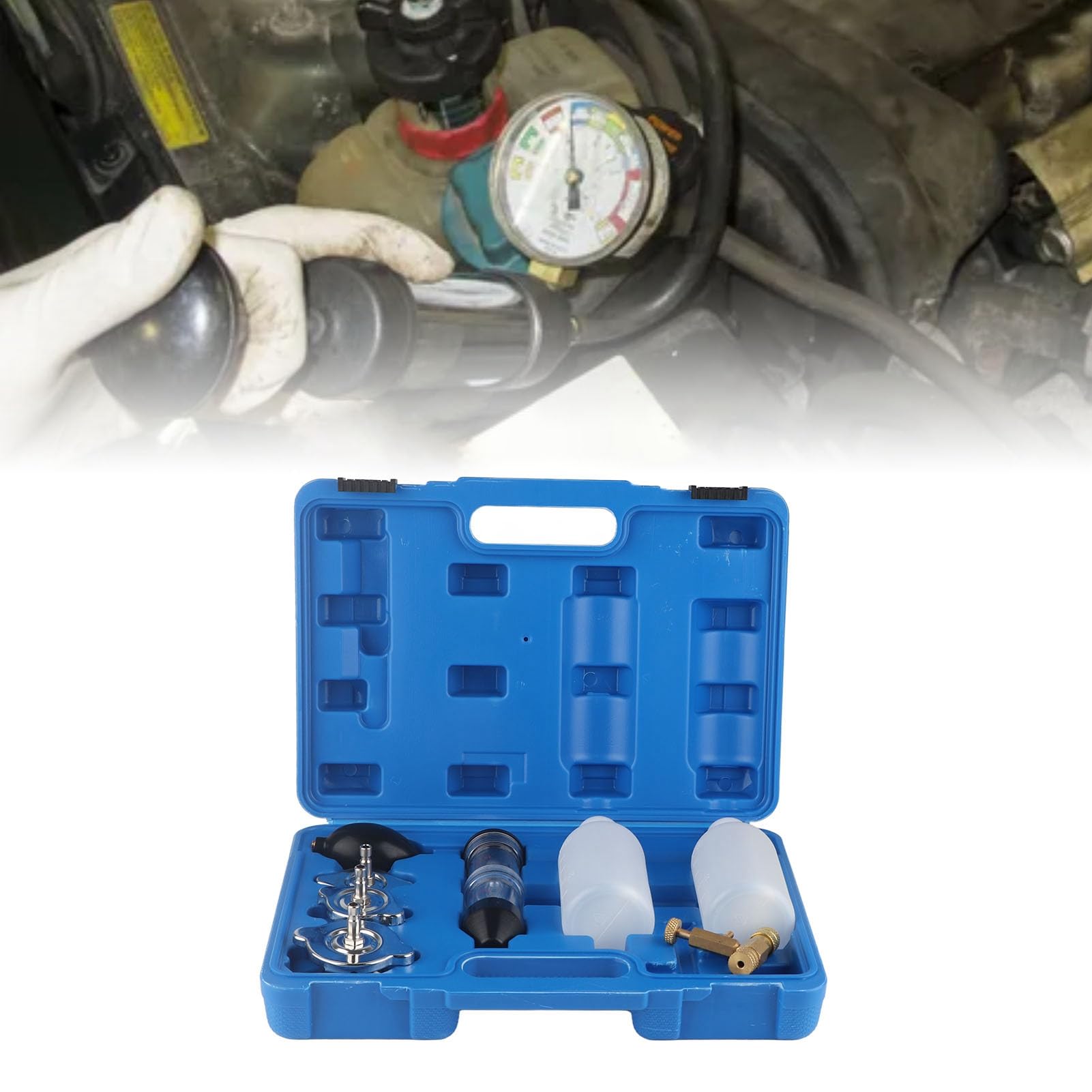 Kit de Prueba de Fugas de Combustión Detector de CO2 para Motores Compatible con Coches Camiones Tractores y Excavadoras Herramienta Profesional para Diagnóstico de Junta de Culata y Culata