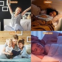 Vista 7 de Reloj despertador de amanecer para niños, durmientes pesados, dormitorio con simulación de amanecer, puesta de sol, ayuda para dormir, alarma dual