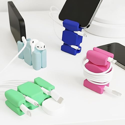 Miniatura 29 de CordBrick - Paquete de 4 soportes con peso para cables, para mesita de noche, gestión de cables, accesorio para teléfono, para adultos, multiusos,