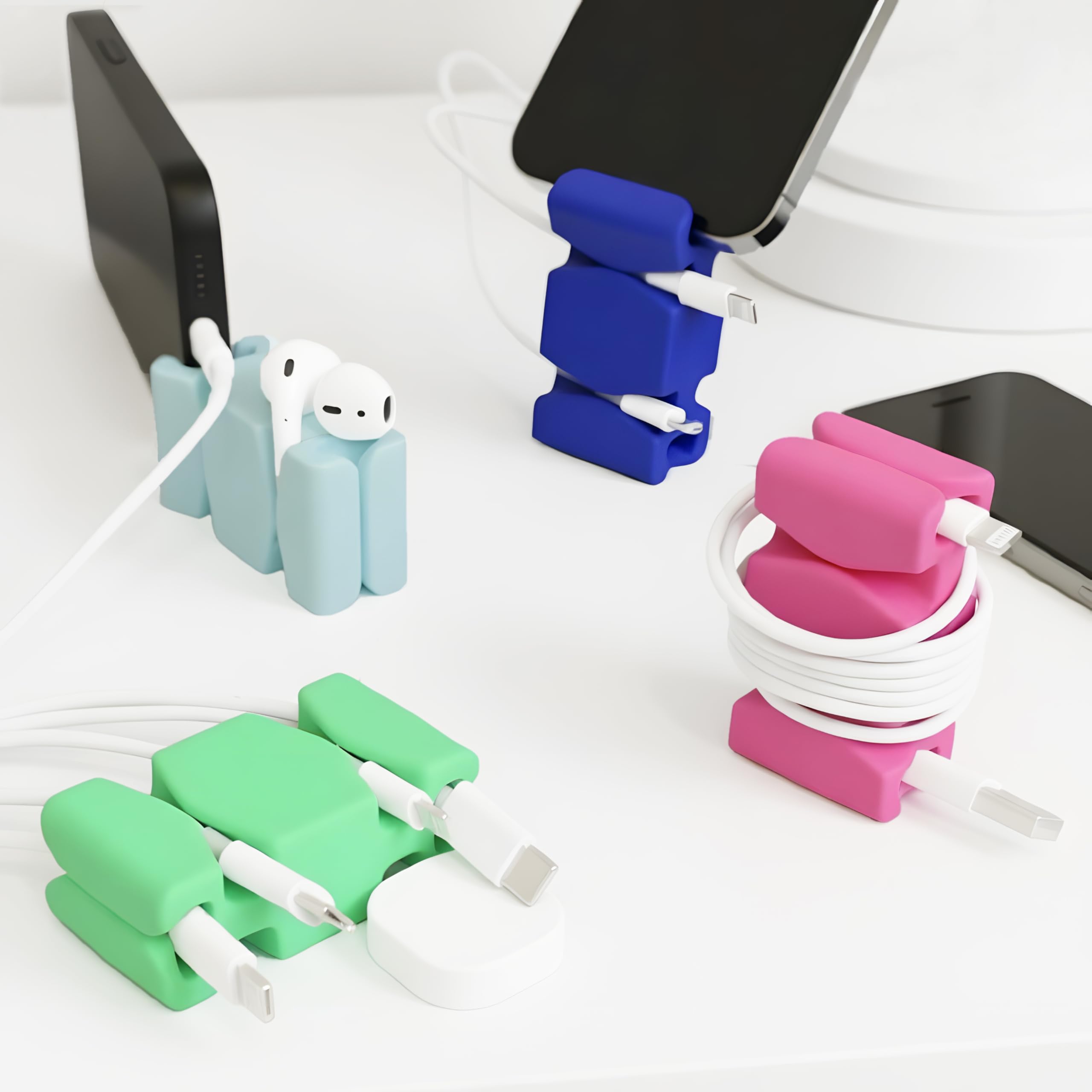 CordBrick 4PK Silicone &amp; Steel Weighted Cord Holders for Bedside. Travel Phone Cable Organizers. Multiuse iPhone Accessories. Small Gifts for Him, College Student. Tech Gadgets for Teenagers. Assorted