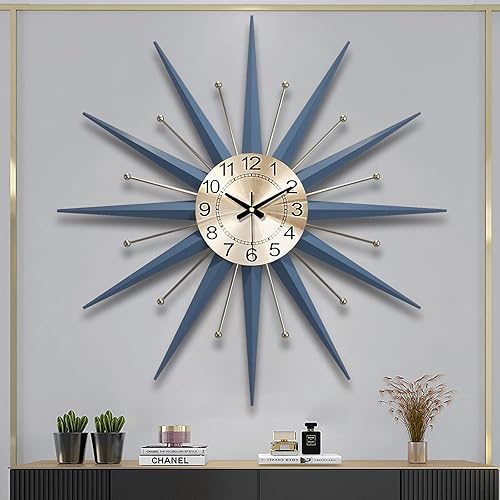 Reloj de pared para decoración de sala de estar, de 28 pulgadas, de metal 3D, funciona con pilas, arte moderno, silencioso, sin tictac, para