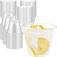 Dealusy 100 Pack 9oz Clear Plastic Cups - Sturdy BPA-Free Disposable Cups for Wine, Cocktails, Parties & Desserts